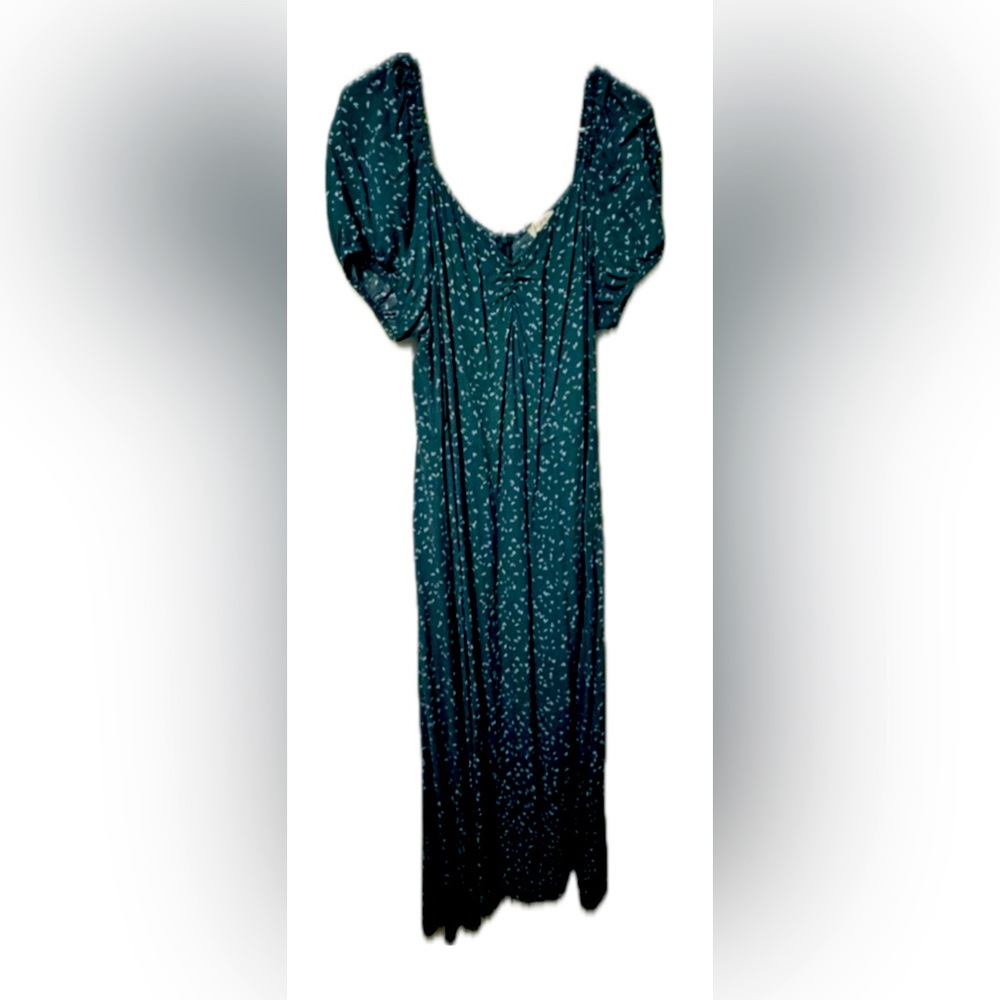 LOFT Teal Midi Dress with White Pattern
